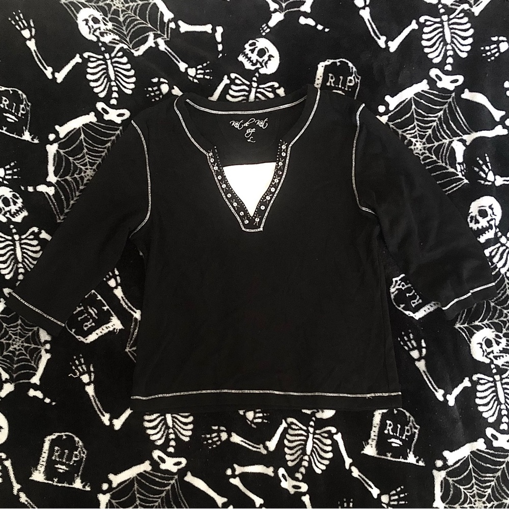 Kint de Knit Black 3/4 Sleeve Top